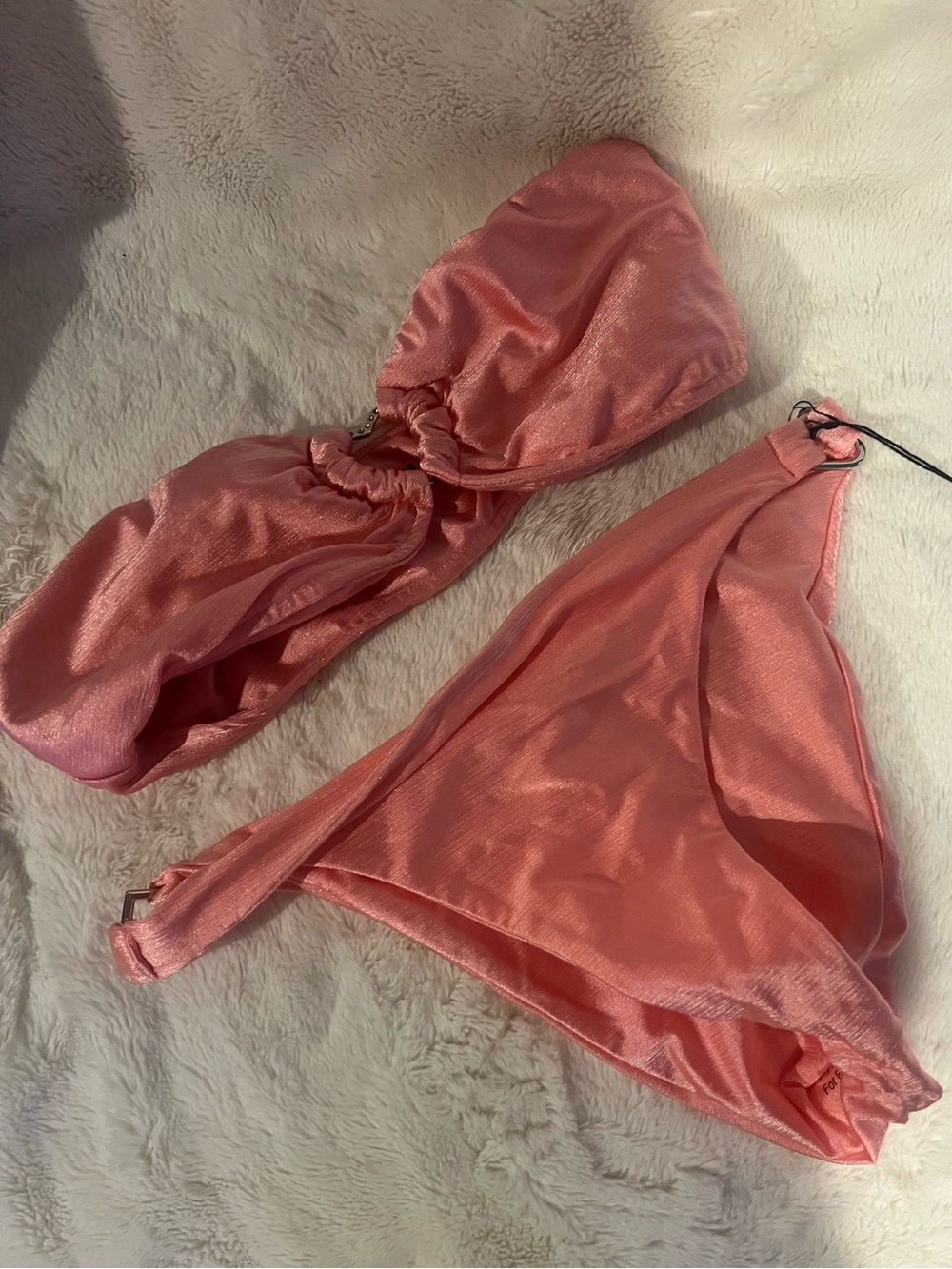 superdown Pink Satin Bandeau Bikini Set